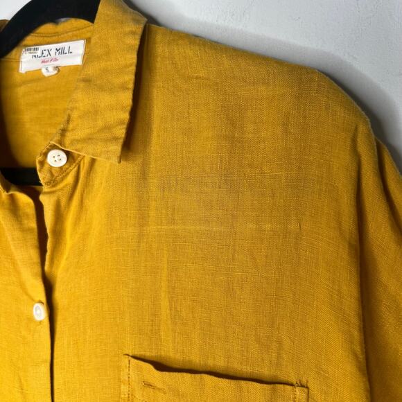 Alex Mill Mustard Yellow Linen Button Down Jo Shirt Size Small - Picture 5 of 8